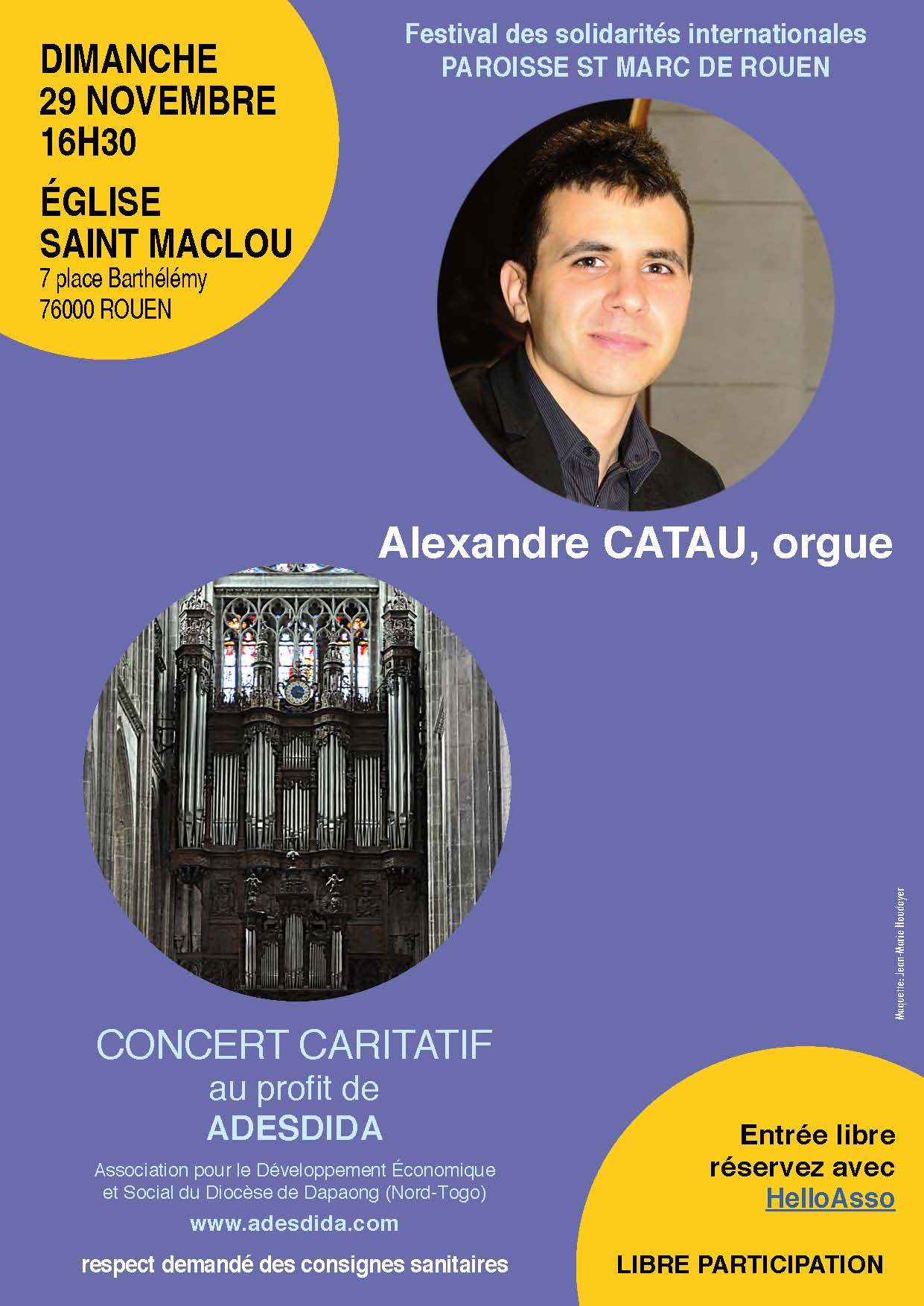 affiche concert Rouen St Maclou 29 nov 2020 avec lien r